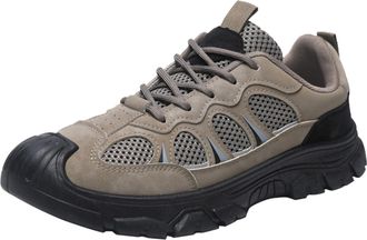 Generic Mens Spring Summer and Autumn Thick Hollow Breathable Outdoor Work Shoes Hiking and Mountaineering Casual Sports Shoes Sneaker Shelf for Men (Khaki, 7