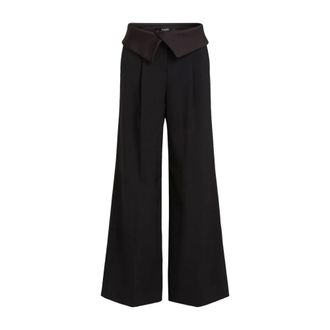 Karl Lagerfeld Wide Trousers, female, Black, Size: S Tailored Wide-Leg Pants