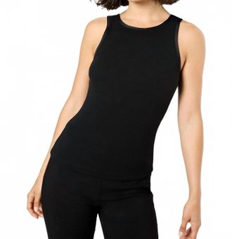 Nic+Zoe Perfect Trimmed Knit Ribbed Tank Top In Black Onyx