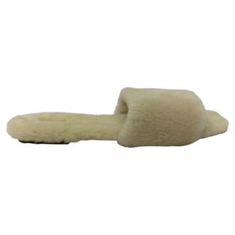 Aeyde Anna Shearling Slides in White Wool