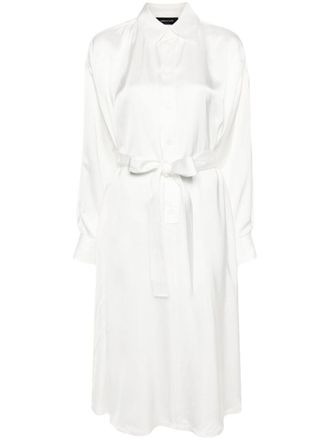 Fabiana Filippi belted satin shirtdress - White