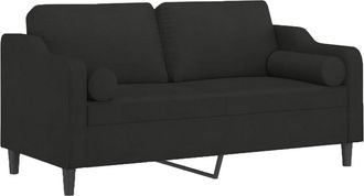 vidaXL Sof&aacute; De 2 Plazas Con Cojines Tela Negro 140 Cm Vidaxl