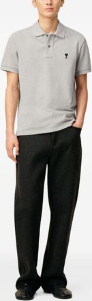 Ami Ami de Coeur Embroidered Cotton Polo - Heather Gray