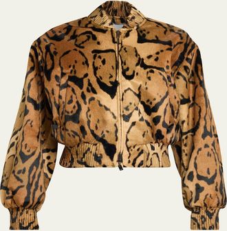 Stella McCartney Cloud Leopard Velvet Bomber Jacket