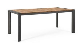 Outdoor Living Mesa de aluminio con tapa de Teca Antracita 180x90
