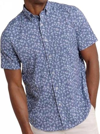 Southern Tide Sail Away Brrr° Intercoastal Short Sleeve Sport Shirt In Light Indigo