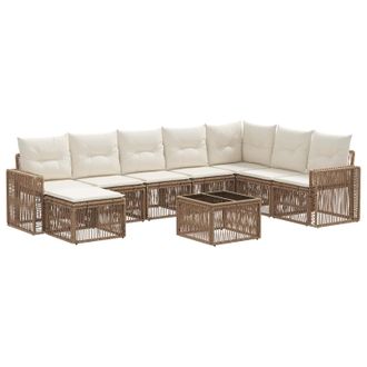 vidaXL Conjunto De Sof&aacute;s De Jard&iacute;n 9 Pcs Beige Y Blanco Crema Vidaxl
