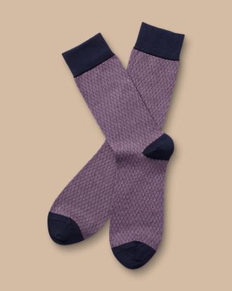 CHARLES TYRWHITT Diamond Socks - Blackberry Purple Size 10.5-13 by Charles Tyrwhitt
