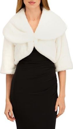 Shelli Segal Faux Fur Shawl Collar Shrug in White at Nordstrom Rack, Size X-Large