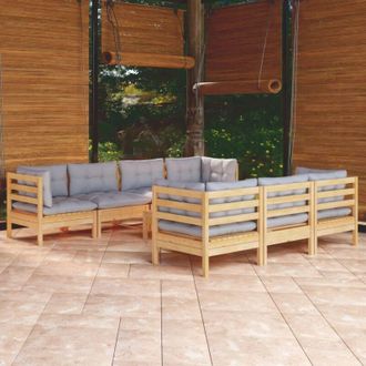 vidaXL Juego De Muebles De Jard&iacute;n 8 Pzas Y Cojines Madera Maciza Pino Vidaxl