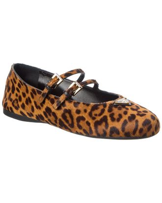 Prada Printed Haircalf Ballerina Flat