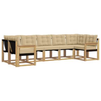 vidaXL Conjunto De Sof&aacute;s De Exterior Con Coj&iacute;n 7 Pcs Y Beige Vidaxl