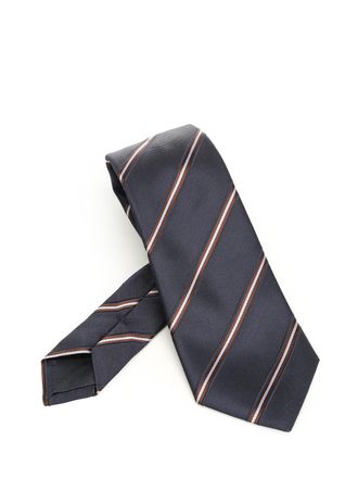 Giorgio Armani Silk And Cotton Tie Ties And Bow Ties Blu-Uomo
