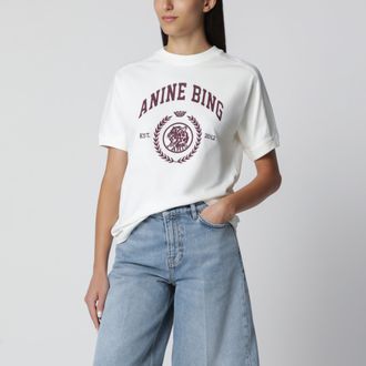 Anine Bing T-shirt color crema con stampa logo