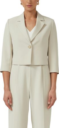 s.Oliver Black Label Kurzblazer S.OLIVER BLACK LABEL, Damen, Gr. 42, sand, Web, Obermaterial: 93% Polyester, 7% Elasthan, unifarben, normal taillenlang, tiefer V-Ausschnit