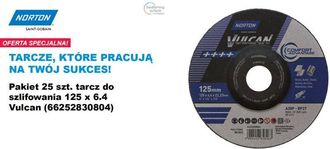 Norton Tarcza Do Szlifowania Vulcan 125mm X 6,4mm A30p Do Metalu /25szt