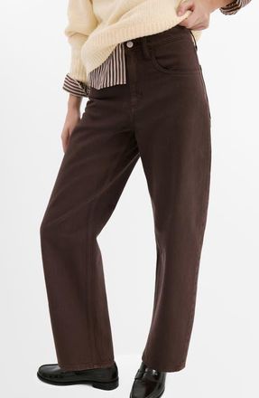 Mango High Waist Barrel Jeans in Chocolate at Nordstrom, Size 8