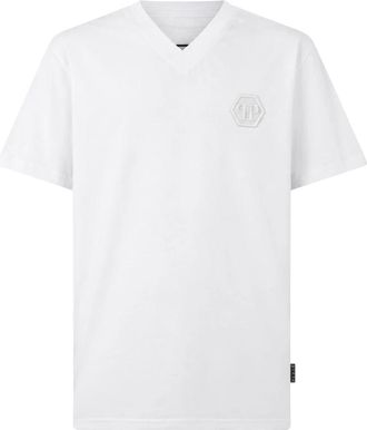 Philipp Plein Camiseta V-Neck SS Hexagon - Tops - Hombre - Blanco - 2XL