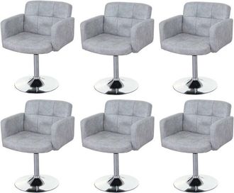 Hhg Hhg - Juego De 6 Sillas De Comedor Orlando, Silla Giratoria, Imitaci&oacute;n De Ante Cromado Con Certificado Mvg, Gris Vintage