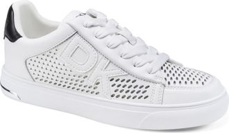 DKNY Abeni Perforated Sneaker in White/Black at Nordstrom, Size 8.5
