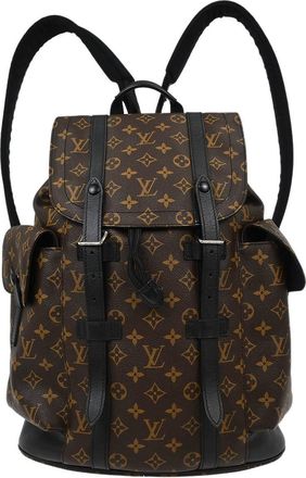 Louis Vuitton Christopher Backpack Macassar Monogram Canvas Brown Canvas Backpack Bag (Pre-Owned)