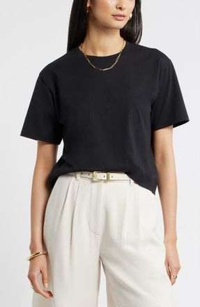 Nordstrom Relaxed Fit Pima Cotton Crewneck T-Shirt in Black at Nordstrom, Size Xx-Small