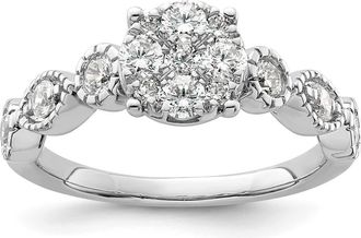 Diamond2Deal 14k White Gold Lab Grown Diamond Engagement Ring 0.8Ct Clarity- VS Color- G-H