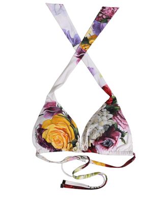 Dolce & Gabbana Floral Print Bikini Top - White