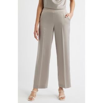 Anne Klein Satin Wide Leg Pants in Porcini at Nordstrom Rack, Size X-Small P