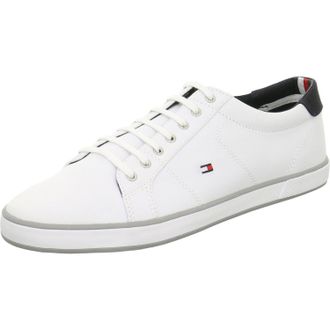 Tommy Hilfiger Canvas Lace Up Trainers - 100% Cotton - White - Rubber Outsole - Lace-Up - Cotton Insock - Bi-Colour Design - Size 40