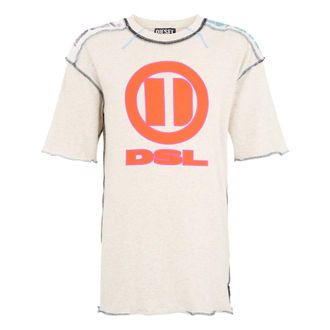 Diesel T-shirt met logo - Heren - Tops - Grijs - Maat: XS Katoen