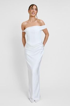 Six Stories Twist Strap Corset Maxi Dress in White at Nordstrom, Size 8