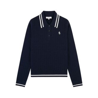 Sporty & Rich Cable Knit Sweater - Dames - Polos - Blauw - S - Tops