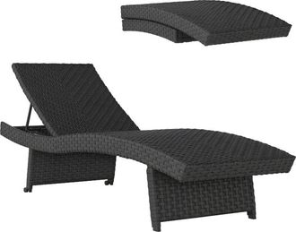 OUTSUNNY pe Rattan Sun Lounger with 4-Level Adjustable Backrest, Black