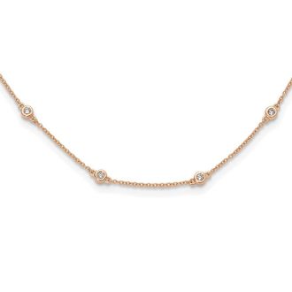 Diamond2Deal 14k Rose Gold 3/8 Ct Lab Grown Diamond Sixteen Station Necklace 16 Clarity VS, Color D-E
