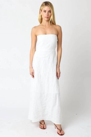 Olivaceous Irise Linen Maxi Dress In White
