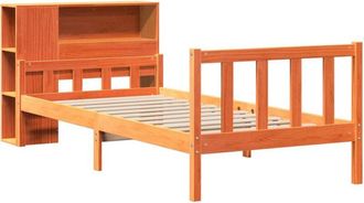 vidaXL Cama Con Estanter&iacute;a Sin Colch&oacute;n Madera Maciza Marr&oacute;n 75x190 Cm Vidaxl
