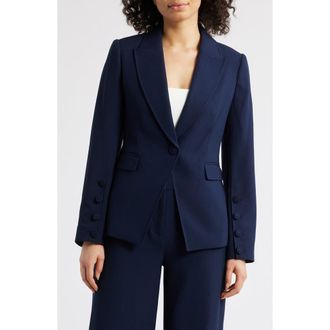 Tahari by ASL One-Button Blazer in Deep Navy at Nordstrom, Size 8P