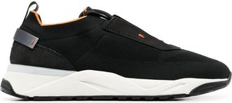 Santoni sock-style sneakers - men - Calf Leather/Fabric/Calf Leather/Fabric/Rubber - 6 1/2 - Black