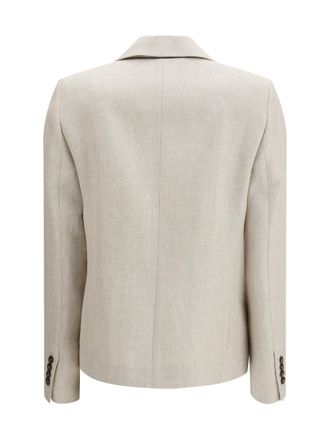 Brunello Cucinelli Womens Button Herringbone Blazer Beige-Panama Outer: Linen; Cotton Jacket Beige/panama