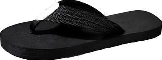 Generic 2026 Mens Slippers Summer Mens Korean Slip Knitted Strap Beach Flip Flop (Black, 7.5)