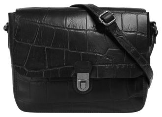 Bugatti Umh&auml;ngetasche BUGATTI NEVIO, Damen, Gr. B/H/T: 26cm x 21cm x 6cm onesize, schwarz, Leder, leicht gl&auml;nzend, unifarben, Taschen Umh&auml;ngetasche, echt Lede