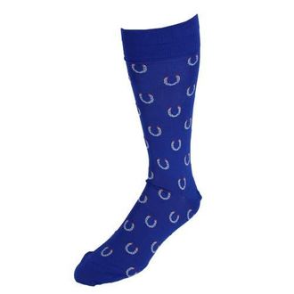 Trafalgar Store Lucky Horseshoe Over The Calf Pima Cotton Novelty Dress Sock in Clematis Blue at Nordstrom