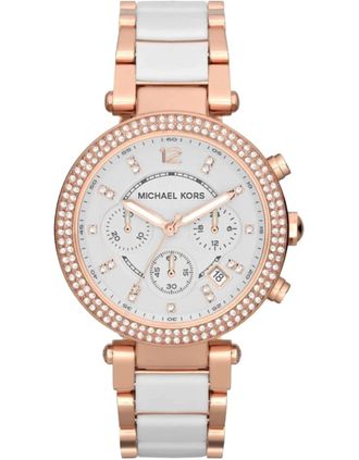Michael Kors Womens Michael Kors MK5774 Parker Chronograph Two-Tone Ladies Watch - White