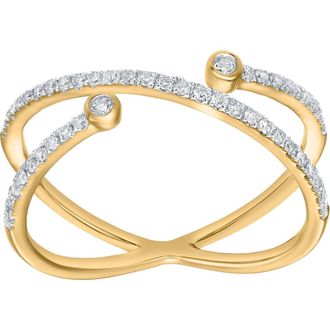 LuvMyJewelry Infinara 0.25 Cts Natural Diamond Crossover 14K Gold Ring in 14K Yellow Gold at Nordstrom, Size 7