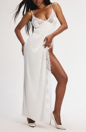 Savage x Fenty Nite Shade Maxi Nightgown in Hazy White at Nordstrom, Size X-Large