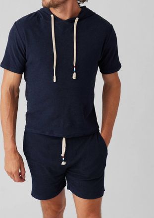 Sol Angeles Loop Terry Short Sleeve Hoodie In Indigo