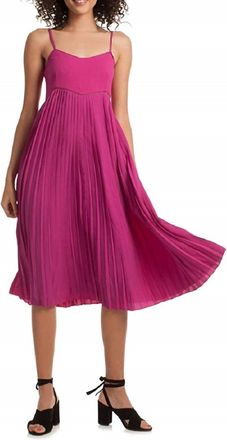 Trina Turk Vereda Pleated High Waist Spaghetti Strap Midi Dress In Pink