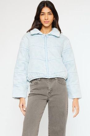 Kancan Luciana Denim Puffer Jacket in Light Wash at Nordstrom, Size X-Large