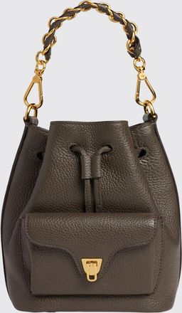 Coccinelle Beat Generation Leather Mini Bucket Bag with Woven Handle